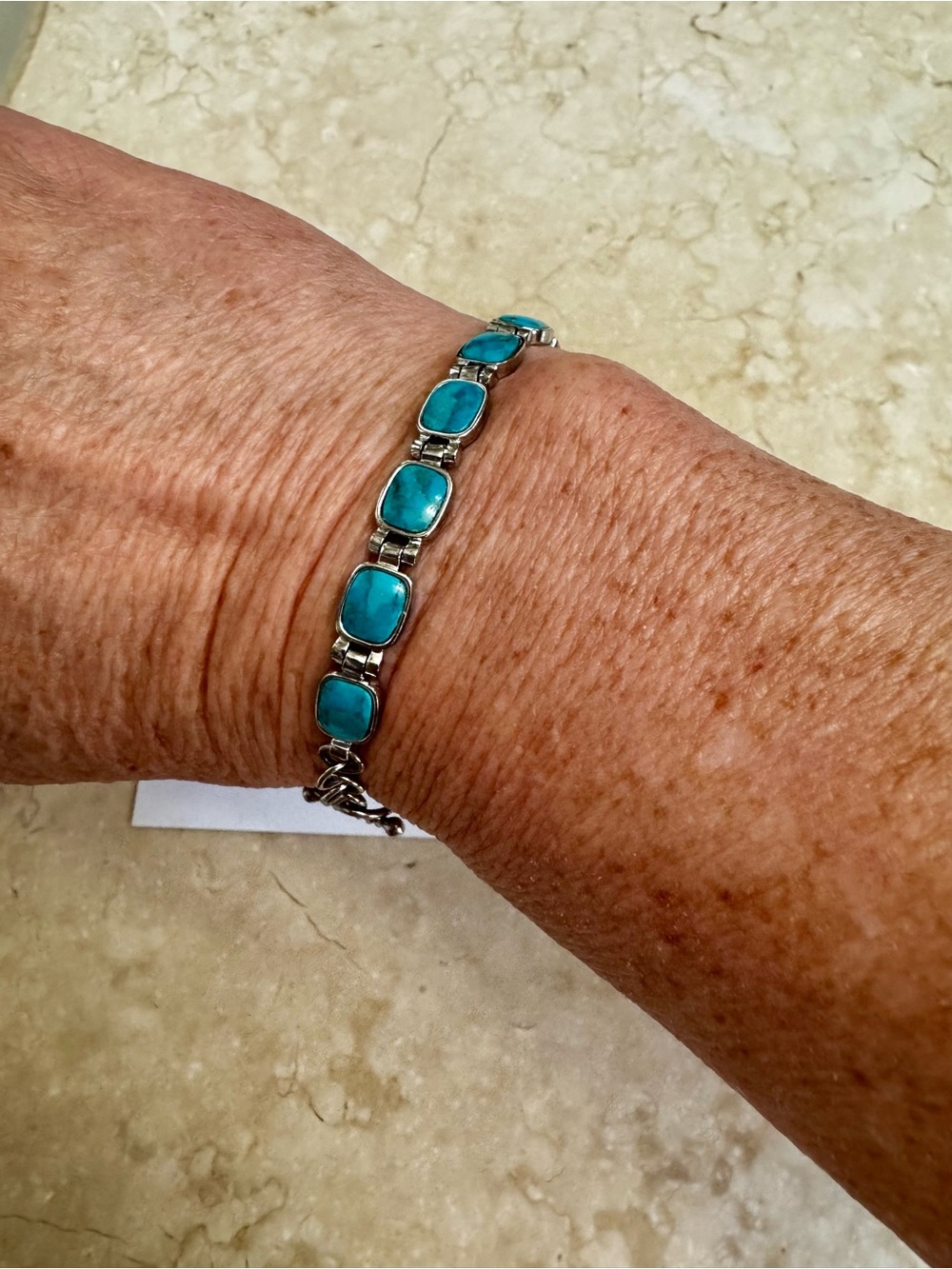 Sterling Silver Turquoise Link Bracelet - Women's Blue Stone Bracelet